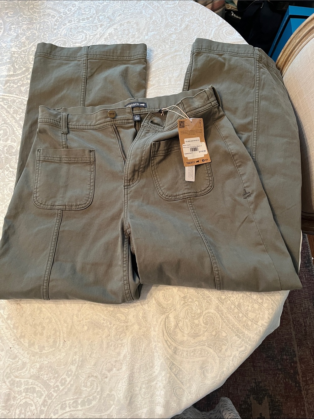 Toad&Co Olive Green Cargo Utility Pants - Women's Size 6 Wide leg, crop NWT